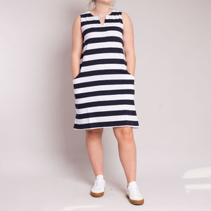 Notch Up Another Dress in Navy Stripe