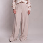 Rossana Triacetate Palazzo Trousers in Champagne