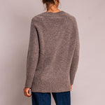 CASH CA Long V Neck Chunky Knit in Fossil