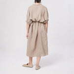 SoSUE Cowboy Button Linen Dress in Mud