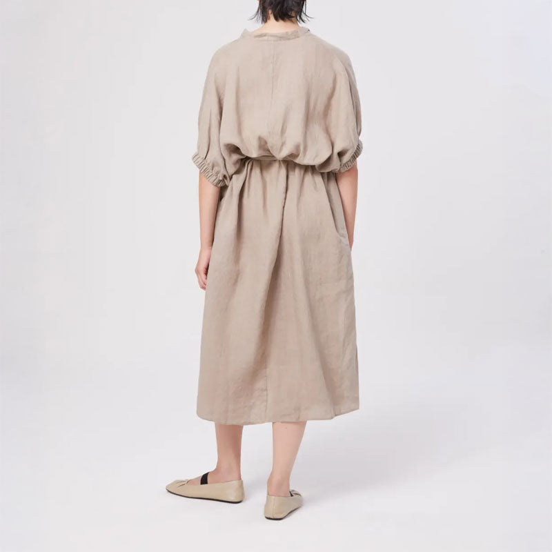 SoSUE Cowboy Button Linen Dress in Mud