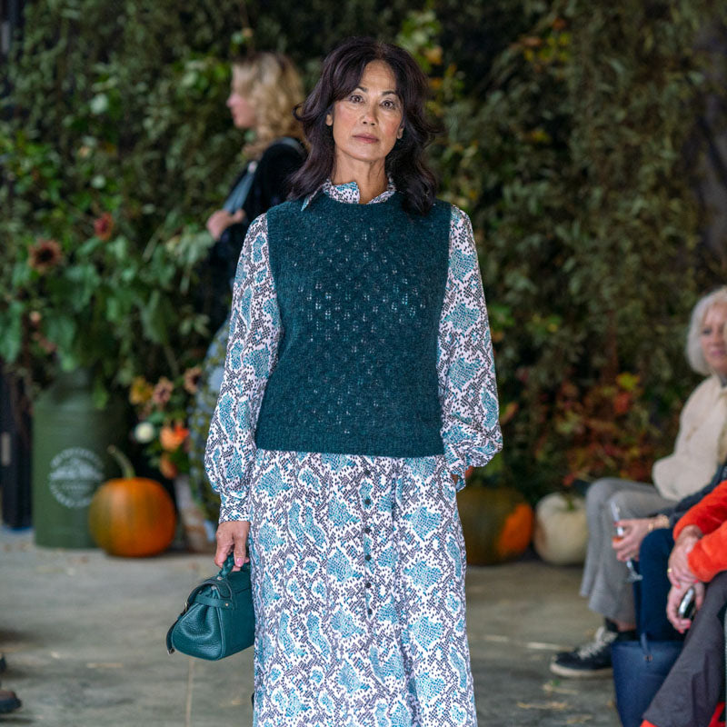 CEFINN Odette Snakeskin Print Shirt Dress in Green