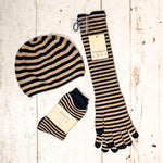 JUMPER 1234 Stripe Socks in Navy/ Light Brown