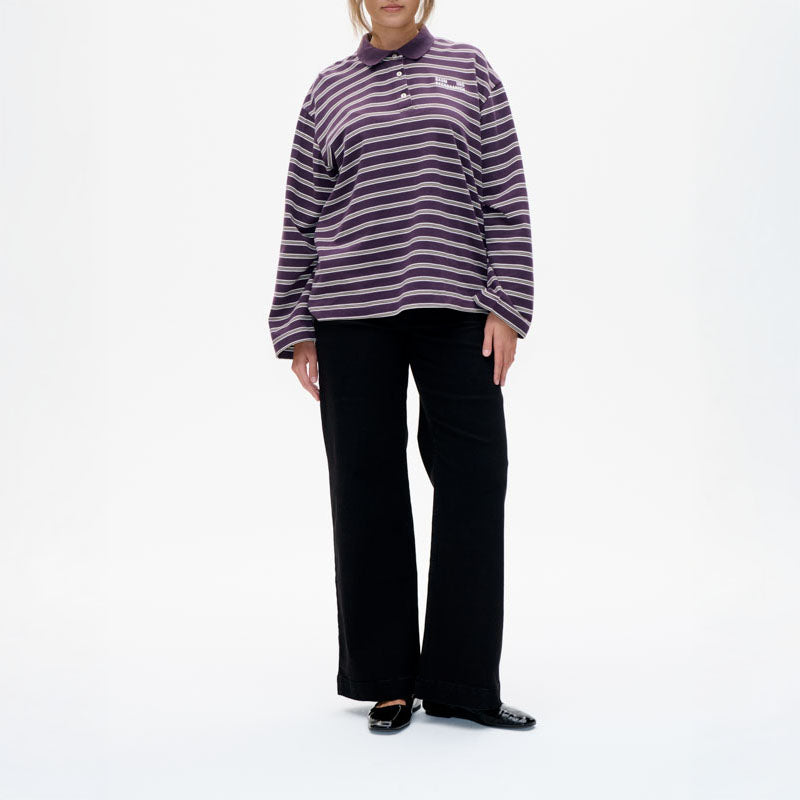 BAUM UND PFERDGARTEN Jeanne Top in Plum Polo Stripe