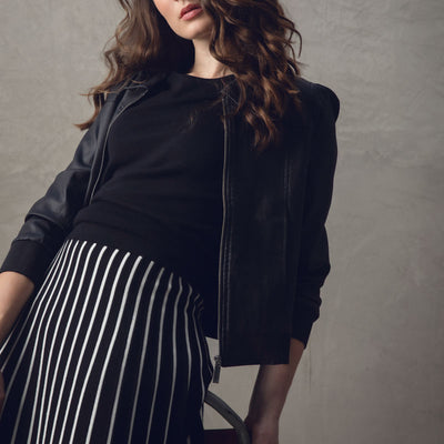 MARBLE Zip Up Jacket in Black