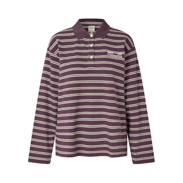 BAUM UND PFERDGARTEN Jeanne Top in Plum Polo Stripe