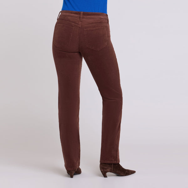 NYDJ Marilyn Corduroy Trousers in Chocolate Fondant