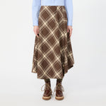 WEEKEND MAX MARA WKDLanoso Wool Twill Skirt  in Brown Tartan