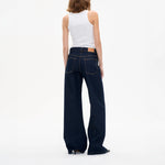 BAUM UND PFERDGARTEN NO 03 High Waisted Wide Leg Jeans in Dark Blue Rinse