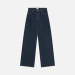 BAUM UND PFERDGARTEN NO 03 High Waisted Wide Leg Jeans in Dark Blue Rinse
