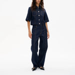 BAUM UND PFERDGARTEN NO 03 High Waisted Wide Leg Jeans in Dark Blue