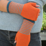QUINTON & CHADWICK Angora Fingerless Mittens in Jaffa/Teal