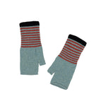 QUINTON & CHADWICK Angora Fingerless Mittens in Mint/Rust