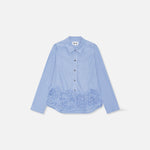 BAUM UND PFERDGARTEN Mariel Stripe Rosette Shirt in Light Blue Stripe