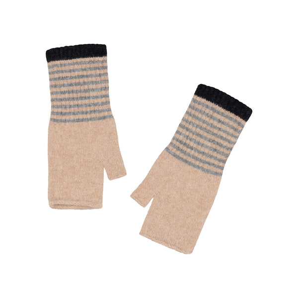QUINTON & CHADWICK Angora Fingerless Mittens  in Fossil