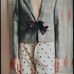 BAUM UND PFERDGARTEN Benni Cropped Wool Blazer in Grey Mini Check