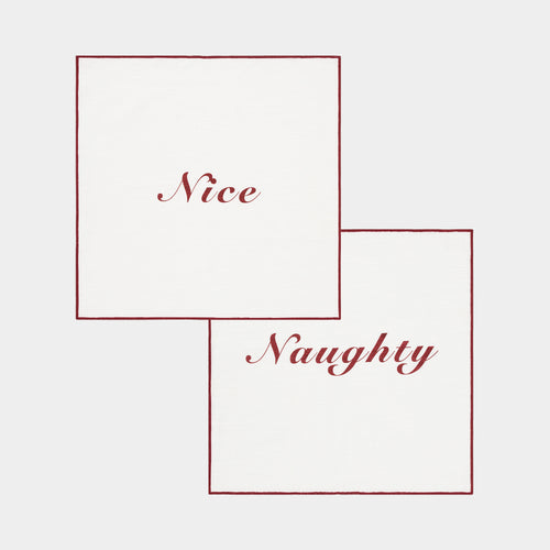 ANNA + NINA Naughty & Nice Napkin Set of 2 in White