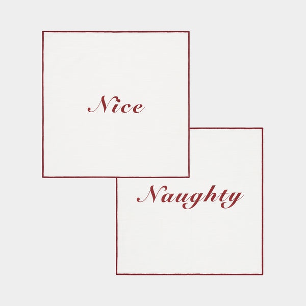 ANNA + NINA Naughty & Nice Napkin Set of 2 in White