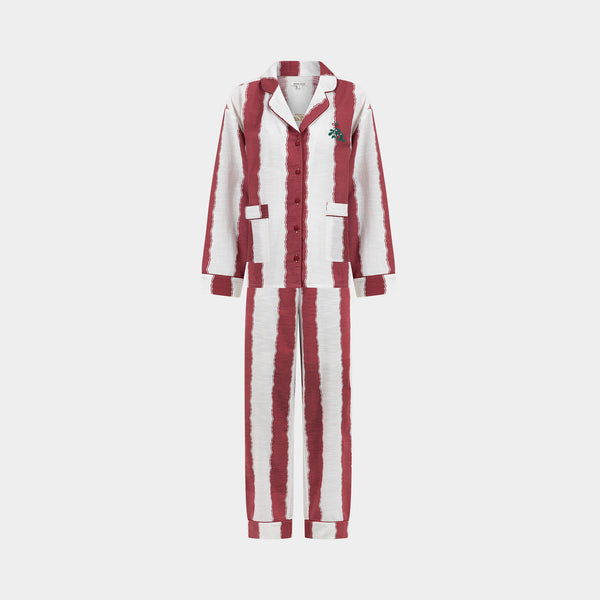 ANNA + NINA Merry Hangover Stripey Pyjamas in Red/White
