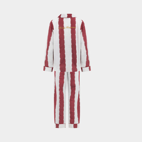 ANNA + NINA Merry Hangover Stripey Pyjamas in Red/White