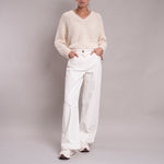 WEEKEND MAX MARA Aloa V Neck Jumper in Ecru