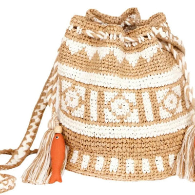 M.A.B.E Pari Raffia Pouch in Natural/Ecru