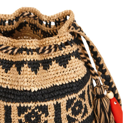 M.A.B.E Pari Raffia Pouch in Natural/Indigo