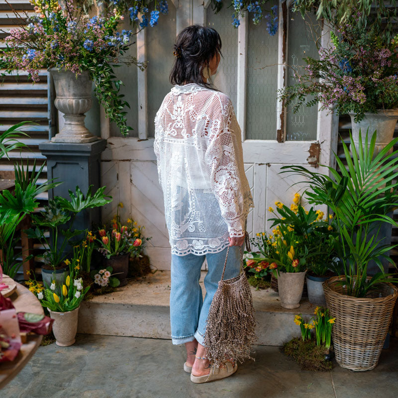 FARM RIO Swan Lake Guipure Off-White Shirt