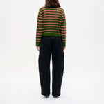 BAUM UND PFERDGARTEN Cori Stripe Merino Wool Polo Shirt in Herb Garden Stripe