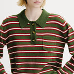 BAUM UND PFERDGARTEN Cori Stripe Merino Wool Polo Shirt in Herb Garden Stripe