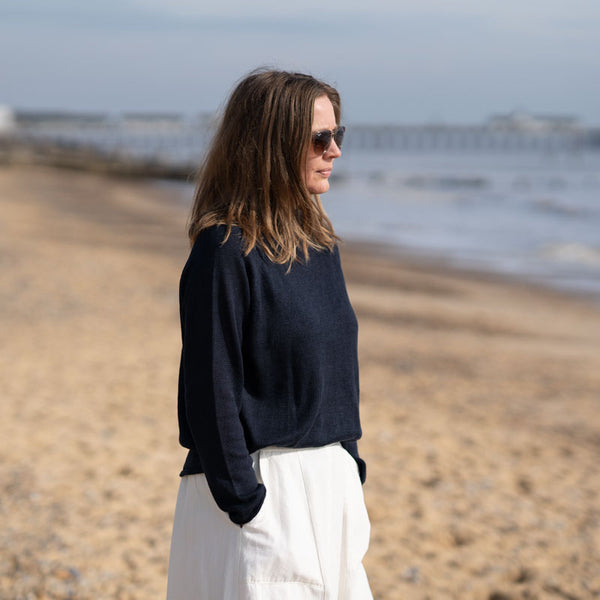 COLLEN & CLARE Dion Linen Easy Knit in Navy
