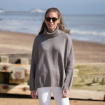 COLLEN & CLARE Zuri Cotton Roll Neck in Cappucino Marl
