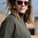 COLLEN & CLARE Zuri Cotton Roll Neck in Dark Olive