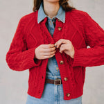 BAUM UND PFERDGARTEN Chleo Cable Knit Cardigan in Adrenaline Rush