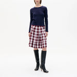 BAUM UND PFERDGARTEN Joye Fitted Long Sleeve Top with Contrast Trim in Eclipse Blue