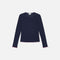 BAUM UND PFERDGARTEN Joye Fitted Long Sleeve Top with Contrast Trim in Eclipse Blue