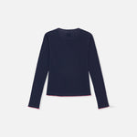 BAUM UND PFERDGARTEN Joye Fitted Long Sleeve Top with Contrast Trim in Eclipse Blue