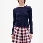 BAUM UND PFERDGARTEN Joye Fitted Long Sleeve Top with Contrast Trim in Eclipse Blue