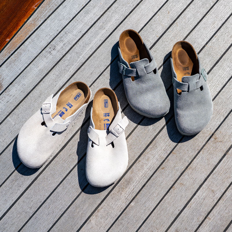 BIRKENSTOCK Boston SFB LEVE Sandals in Antique White