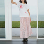 RABENS SALONER Silke Scribble Full Skirt in Blush