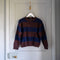 CASH CA Wide Stripe Felted Crew Neck in Aubergine