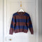 CASH CA Wide Stripe Felted Crew Neck in Aubergine