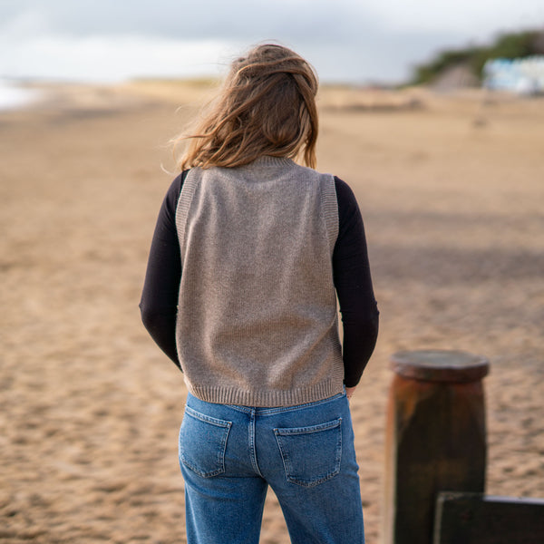 COLLEN & CLARE Lula Cashmere and Lambswool Tank in Mocha Marl