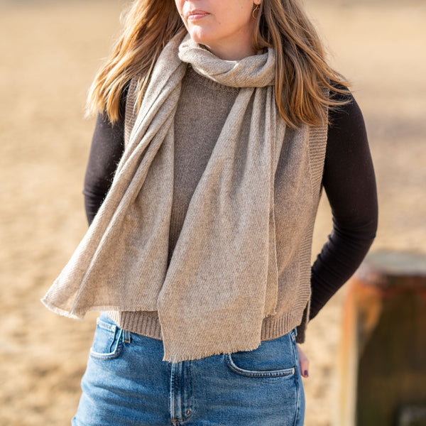 COLLEN & CLARE Yak Muffler Scarf in Stone