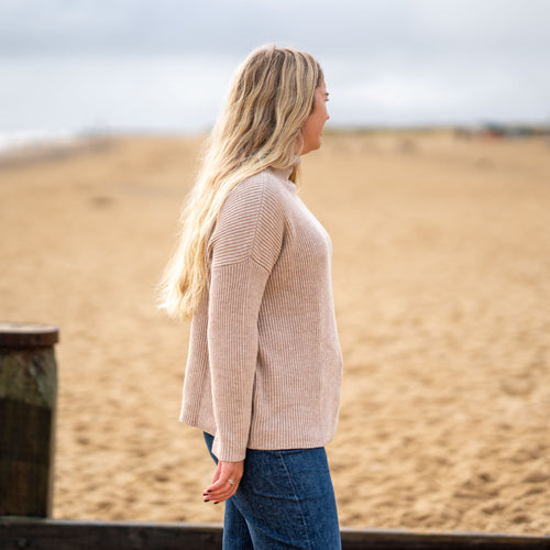COLLEN & CLARE Rosy Cashmere and Lambswool Knit in Oatmeal