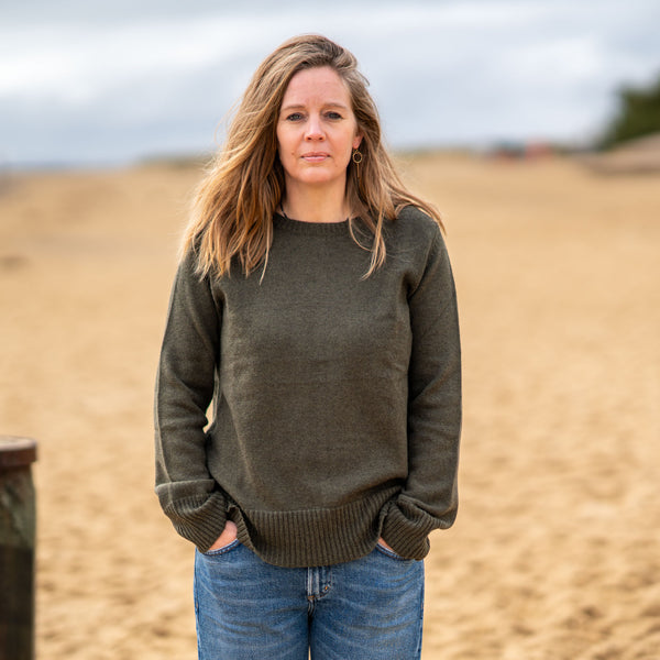 COLLEN & CLARE Nataly Cashmere/Lambswool Crewneck Knit in Fir Green