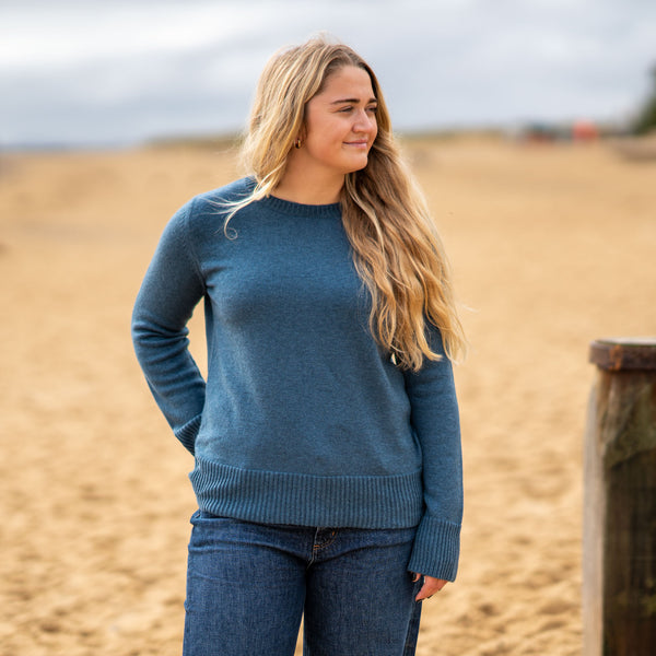 COLLEN & CLARE Nataly Cashmere/Lambswool Crewneck Knit in Teal