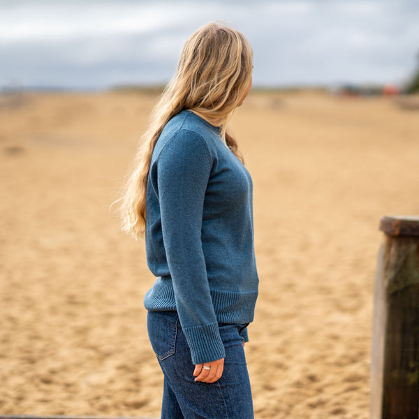 COLLEN & CLARE Nataly Cashmere/Lambswool Crewneck Knit in Teal