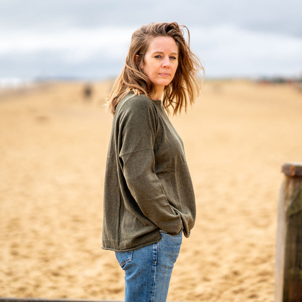 COLLEN & CLARE Luna Cashmere and Lambswool Knit in Fir Green