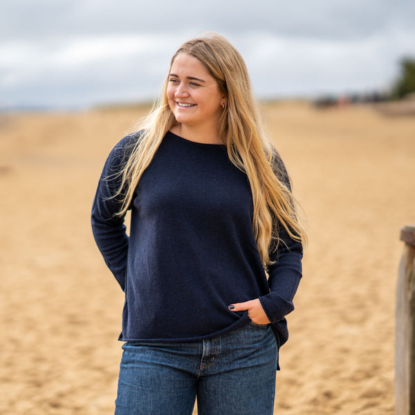 COLLEN & CLARE Luna Cashmere and Lambswool Knit in Navy Marl